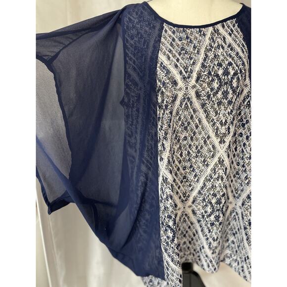 Merric Women's Size 14 Tunic Geometric Sheer Overlay Sleeveless Lightweight - Picture 3 of 7